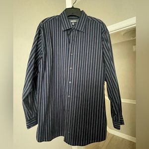 Kenneth Cole blue and teal striped button down